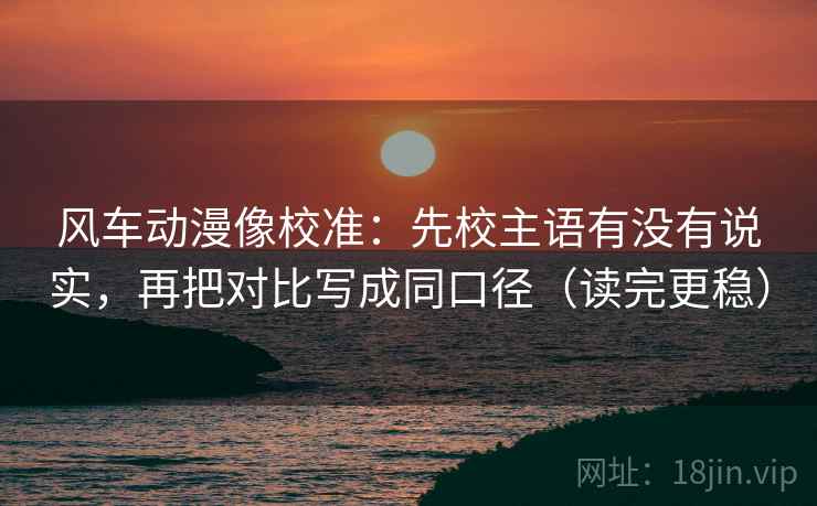 风车动漫像校准：先校主语有没有说实，再把对比写成同口径（读完更稳）